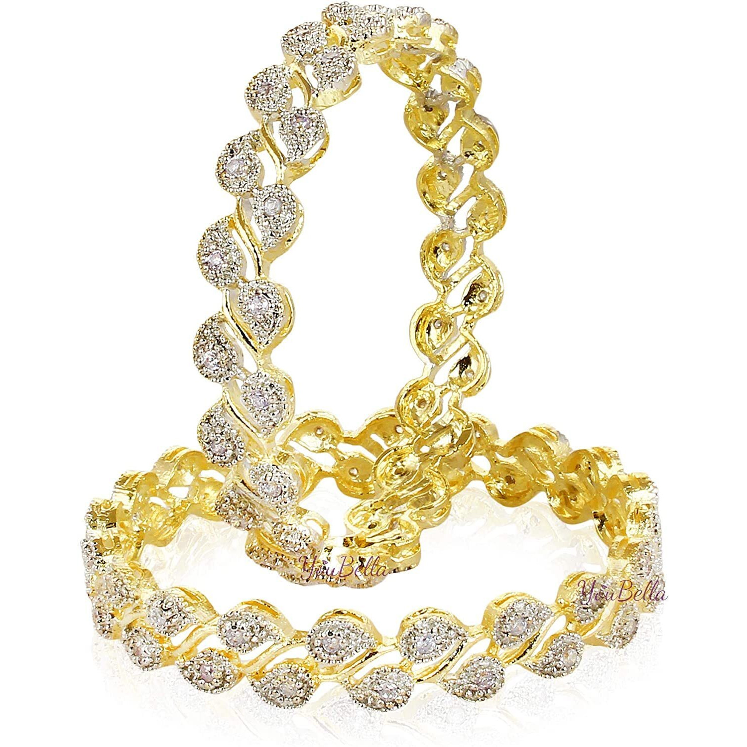 YouBella American Diamond Gold Plated Bangles For Women