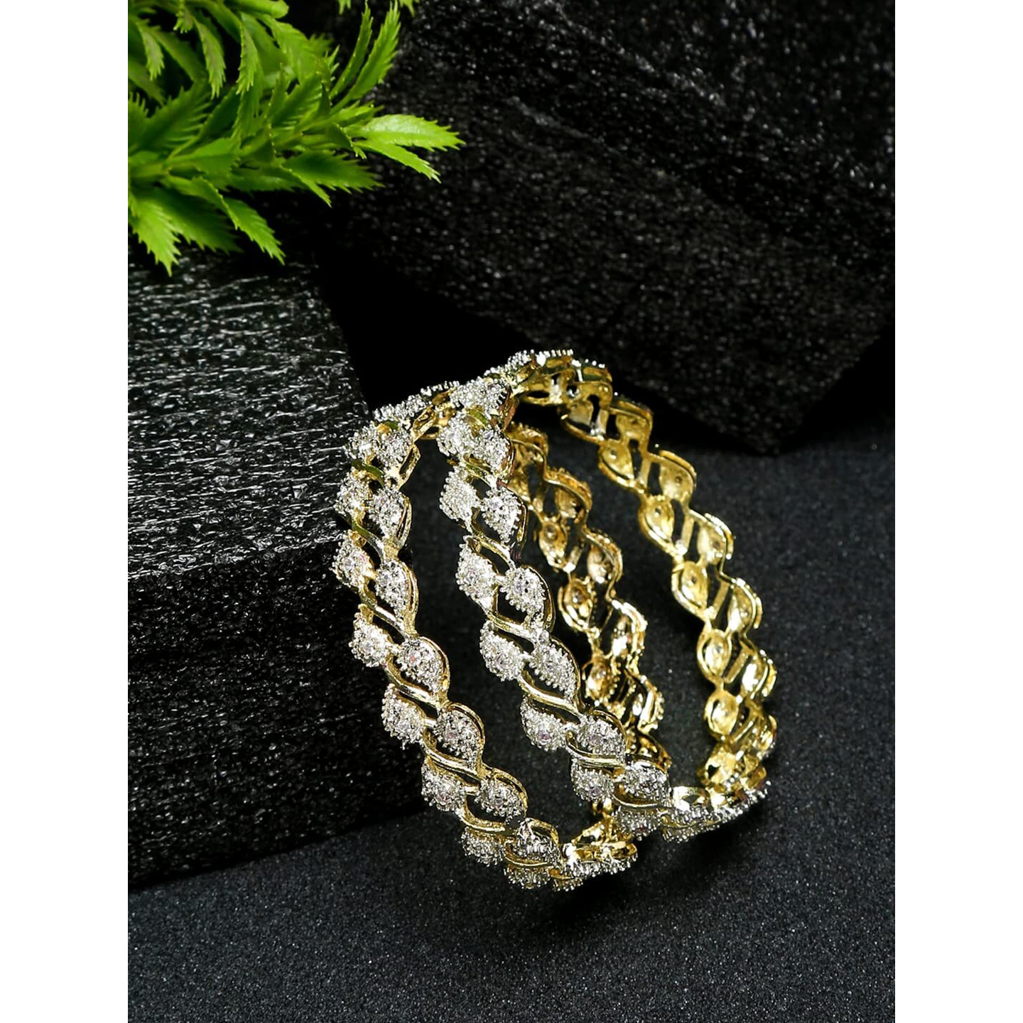 YouBella American Diamond Gold Plated Bangles For Women