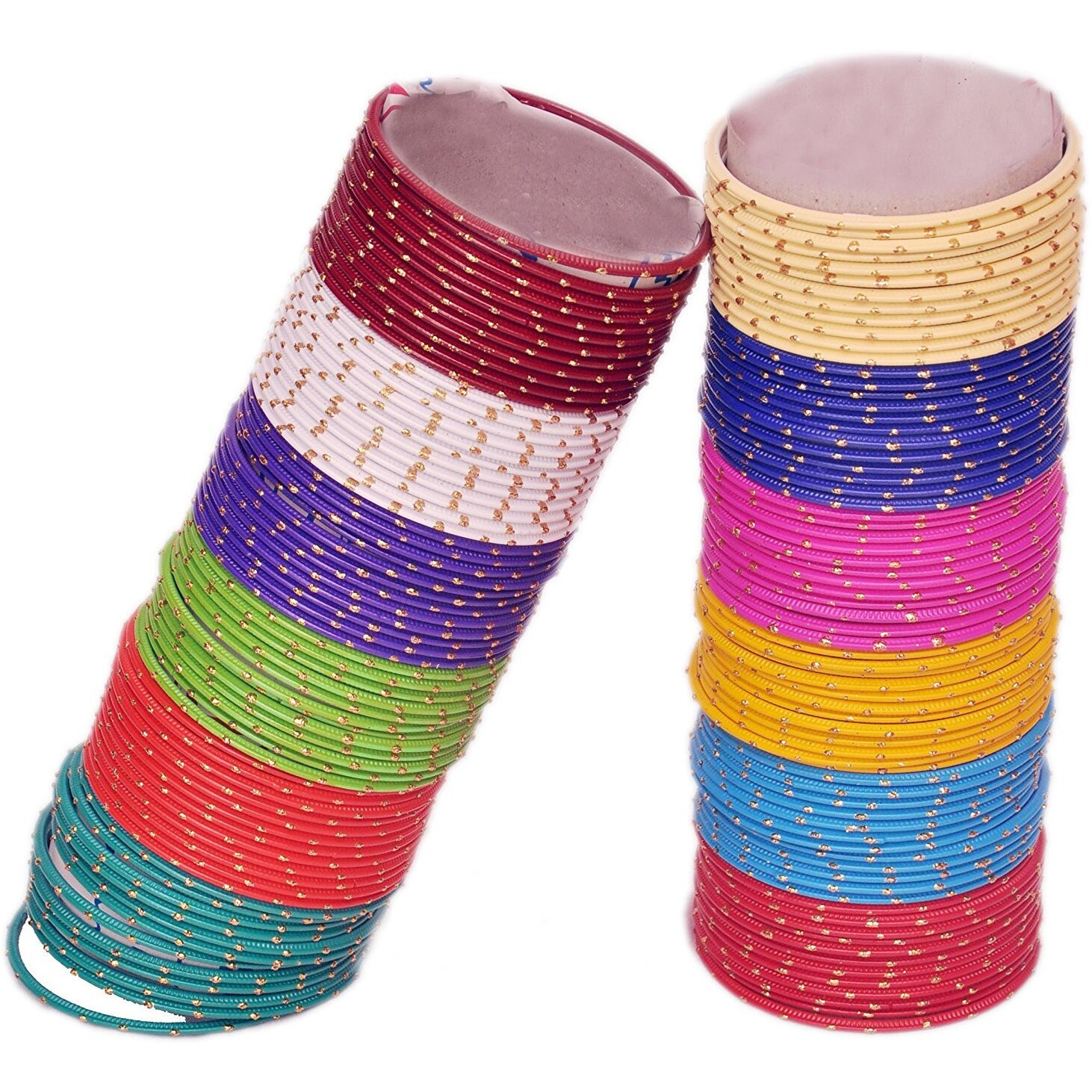 NMII Metal and jari pattern work Bangles set for Women/Girls, (Multicolor_2.0 Inch), Pack of 144 Bangles