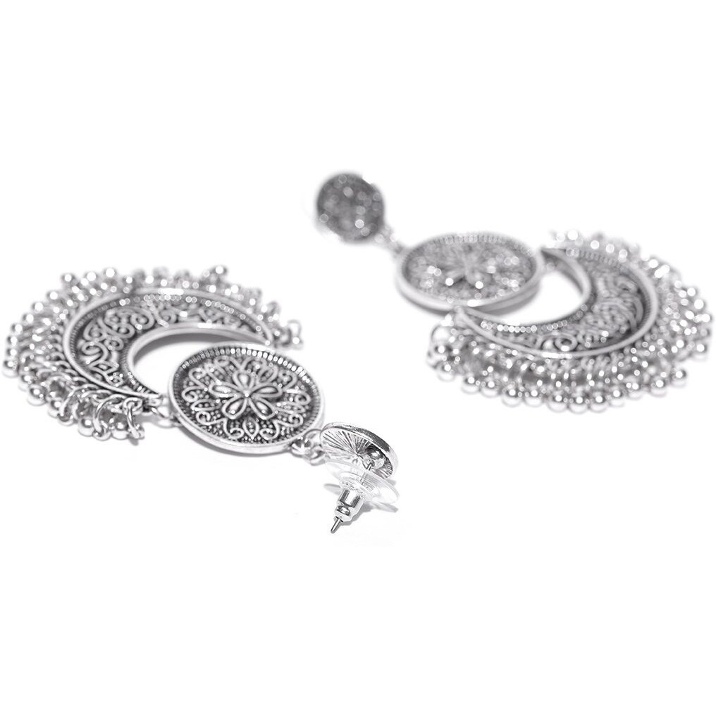 YouBella Fashion Jewellery Afghani Tribal Oxidised Dangler Earrings for Girls and Women (Silver)