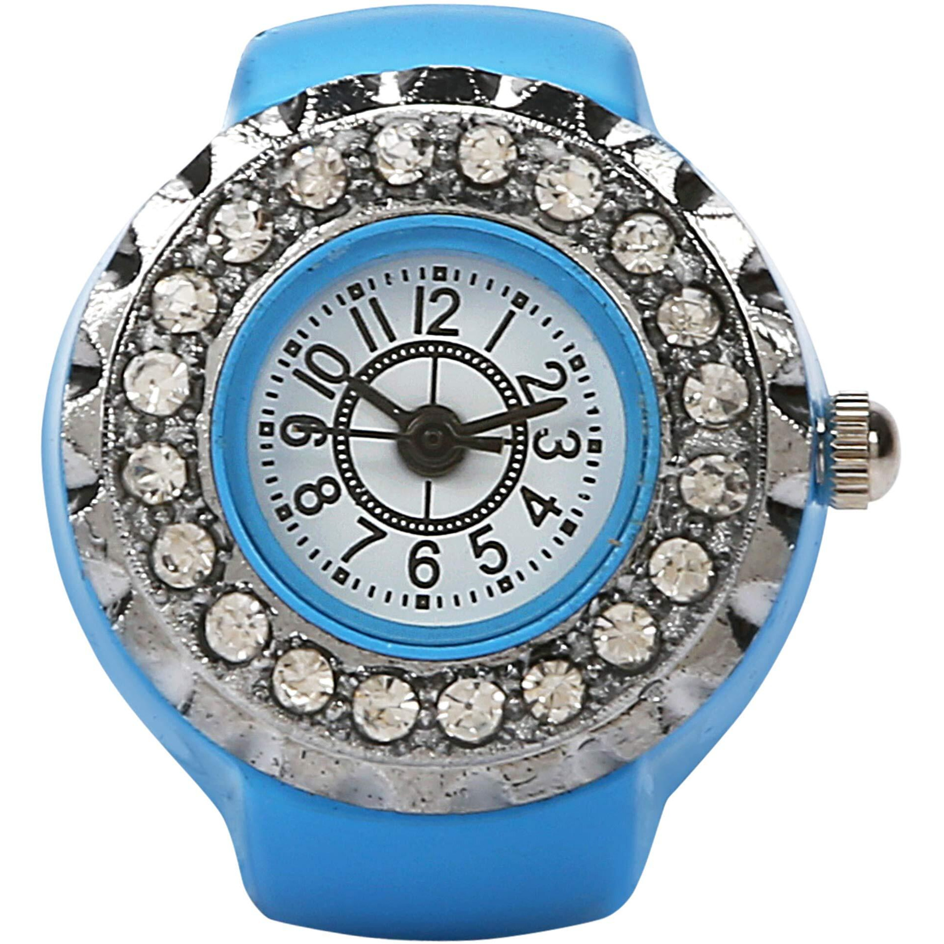 YouBella Jewellery Crystal Unisex Finger Ring Watch for Girls/Women/Men/Boys (Blue)