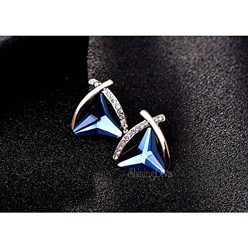 Shining Diva Fashion Stylish Fancy Stud Tops Traditional Earrings For Women & Girls(Blue)(8775er)