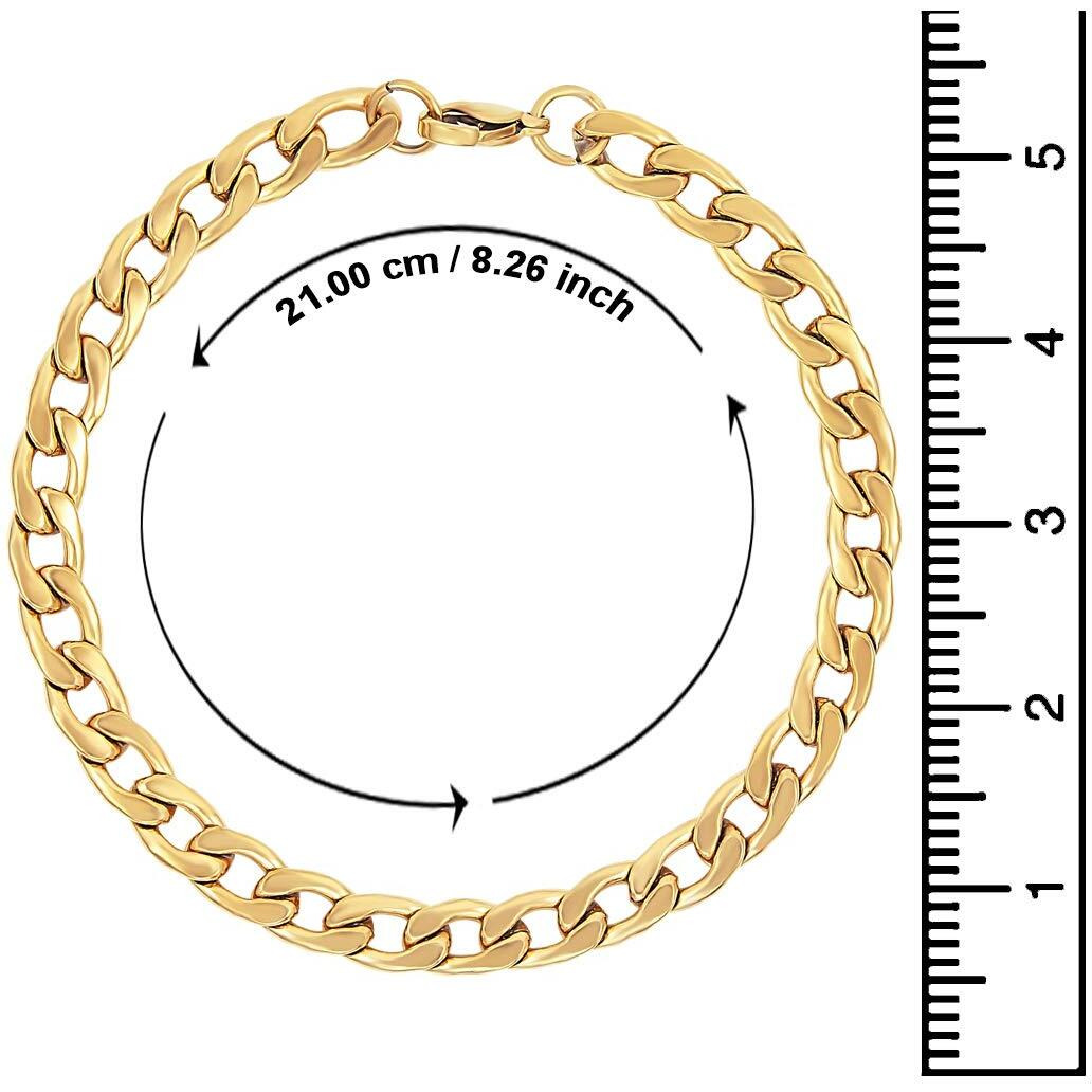 Nakabh 8 inch Stylish Chain Style Stainless Steel bracelets for men stylish Boys Unisex (Gold)