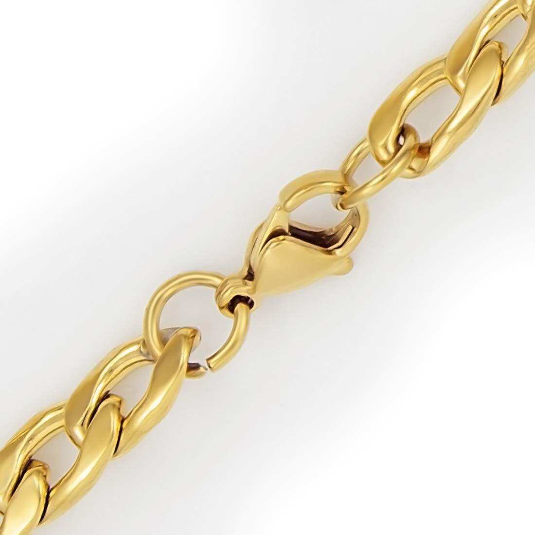 Nakabh 8 inch Stylish Chain Style Stainless Steel bracelets for men stylish Boys Unisex (Gold)