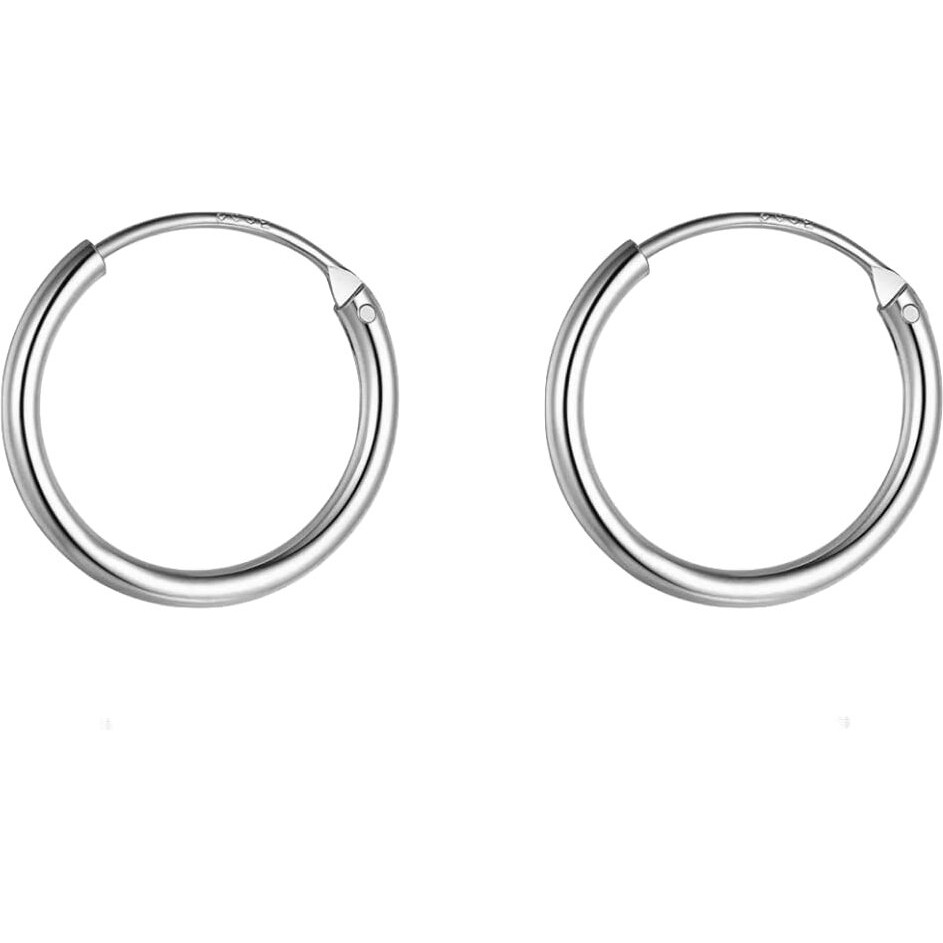 HIGHSPARK 925 Silver Hoop Earrings | 92.5 Sterling Silver Round Classic Endless Hoops Sizes 10mm to 40mm | Lovely Gift for Men Women Boys & Girls - Silver 10mm