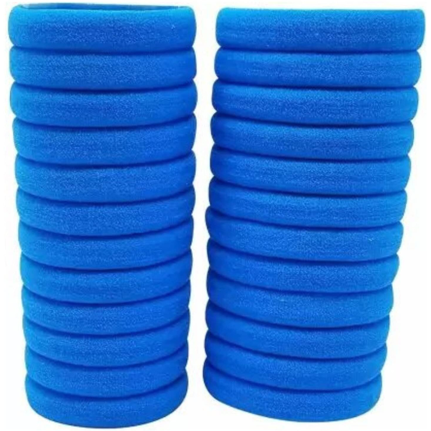 STROWBERRY Elastic Hair Ties For Girls | Soft Seamless Hair Rubber Bands | Ponytail Holders For Women | Strechable Bands | Cotton Hair Elastic Rubber Bands (Pack of 100 Pcs) - Blue