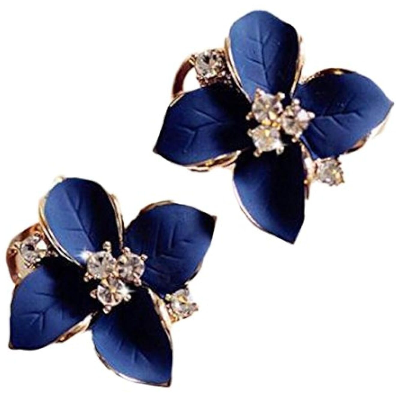 Shining Diva Fashion Enamel Blue Flower Fancy Tops Stud Earrings for Women and Girls (Blue) (8540er)