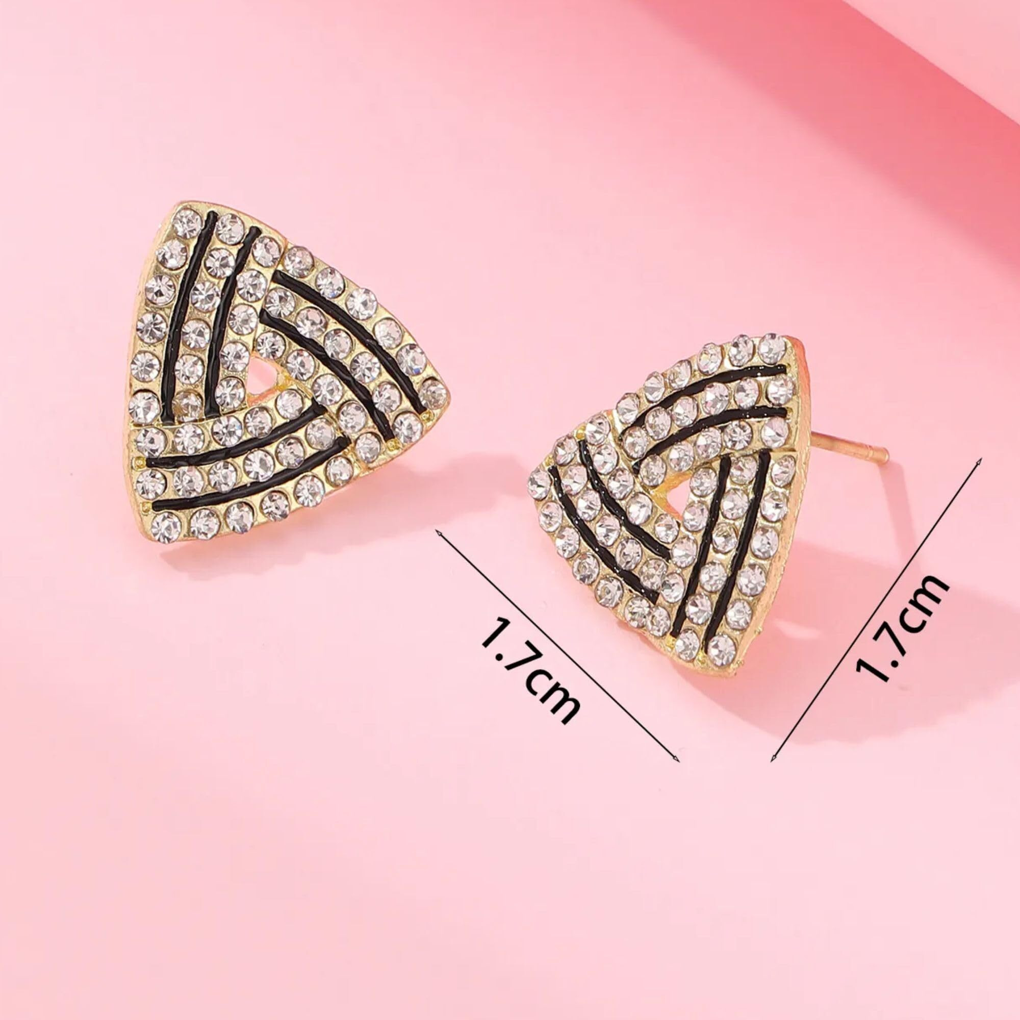 BLACKBOX Triangle Zircon Stud korean Earrings for Women & Girls | Stylish & Fashionable Earing | Accessories Jewellery for Women | Best Gift for Birthday, Anniversary & Wedding