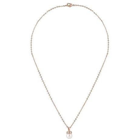 ZAVERI PEARLS Rose Gold Cubic Zirconia Pearl Pendant With Chain Brass Necklace For Women -ZPFK16193