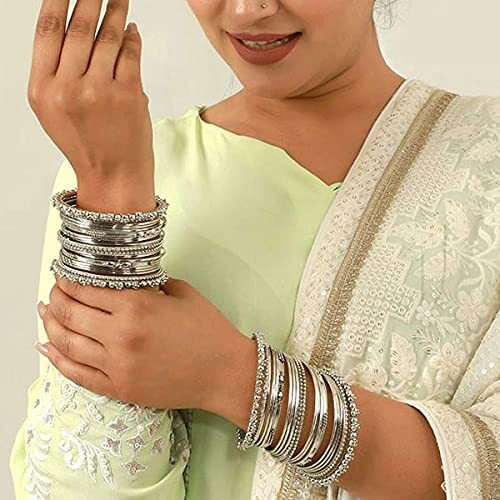 Shining Diva Fashion Latest Antique Design Stylish Traditional Bangle for Women (Oxidised Silver) (10780b_2.8)