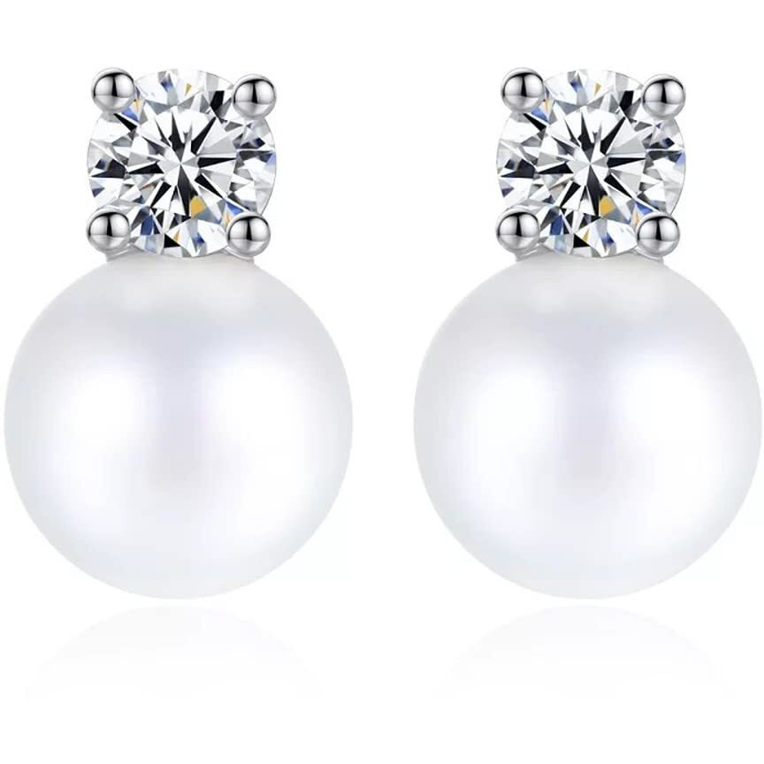 Shining Diva Fashion Latest Stylish Western Crystal Pearl Silver Plated Earrings for Women (rrsd11829er)