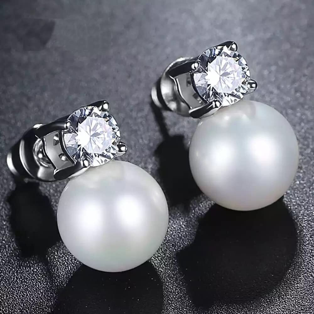 Shining Diva Fashion Latest Stylish Western Crystal Pearl Silver Plated Earrings for Women (rrsd11829er)