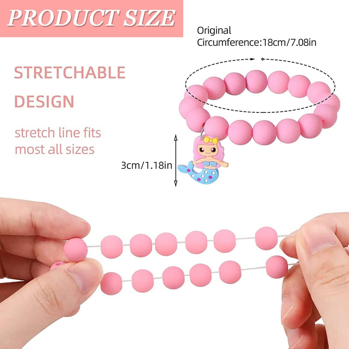 SANNIDHI 6 Pack Beads Bracelet for Girls Stylish Friendship Bracelets for Kids, Candy Color Mermaid Charms Best Friend Bracelet Set Jewellery Gift