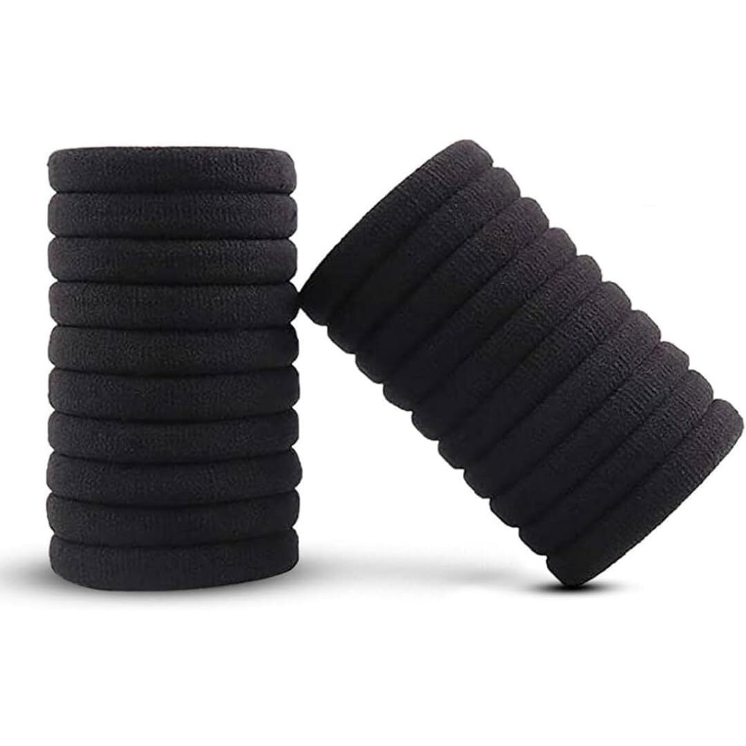 Elina 30 Black Vandy Ponytail Holder Elastic Hair Rubber Bands for Girls/Women, Buns, Hair tie (Pack of 30)(Black)