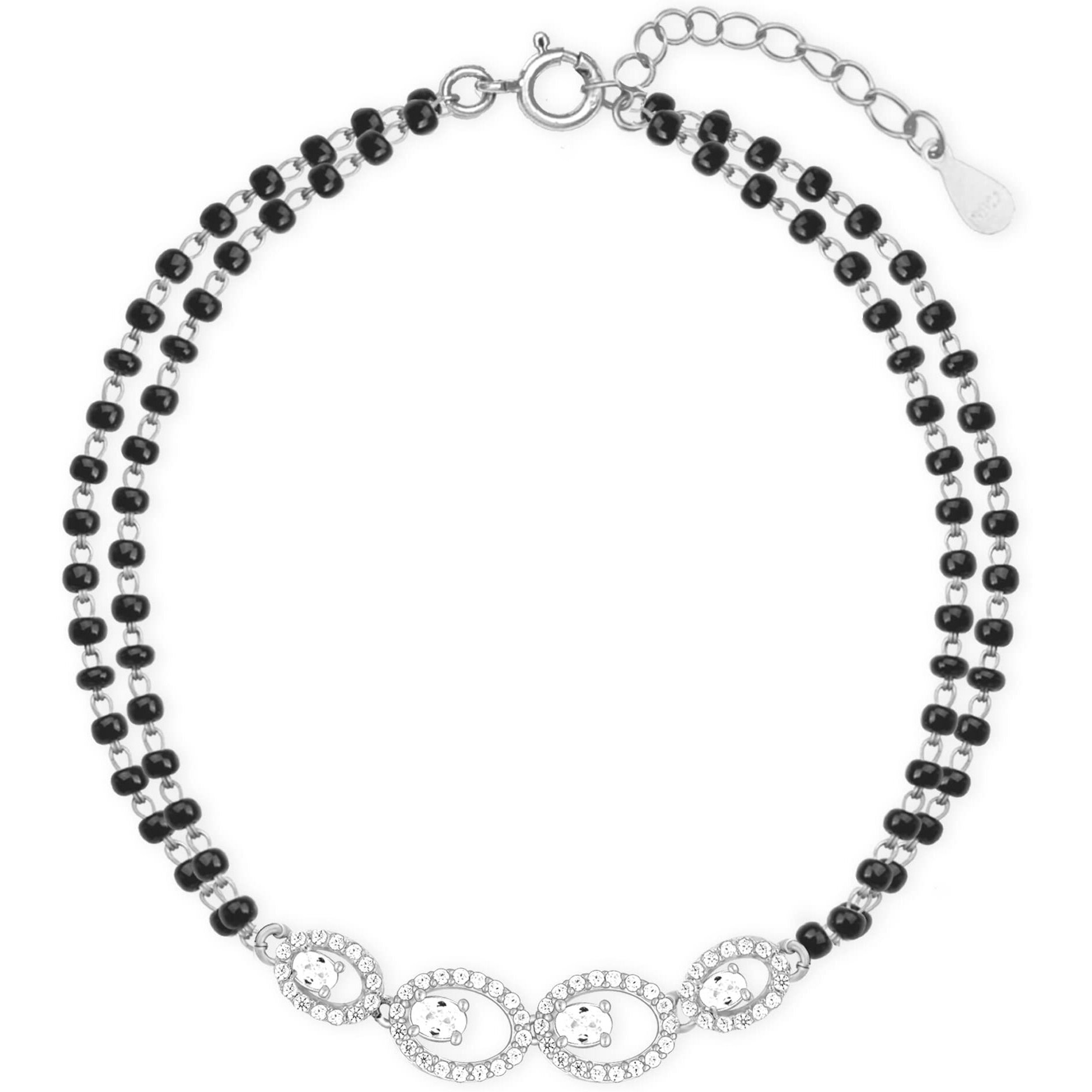 GIVA 925 Silver Pearfection Mangalsutra Bracelet | Black Bead Bracelet to Gift Women | With Certificate of Authenticity and 925 Stamp | 6 Month Warranty*