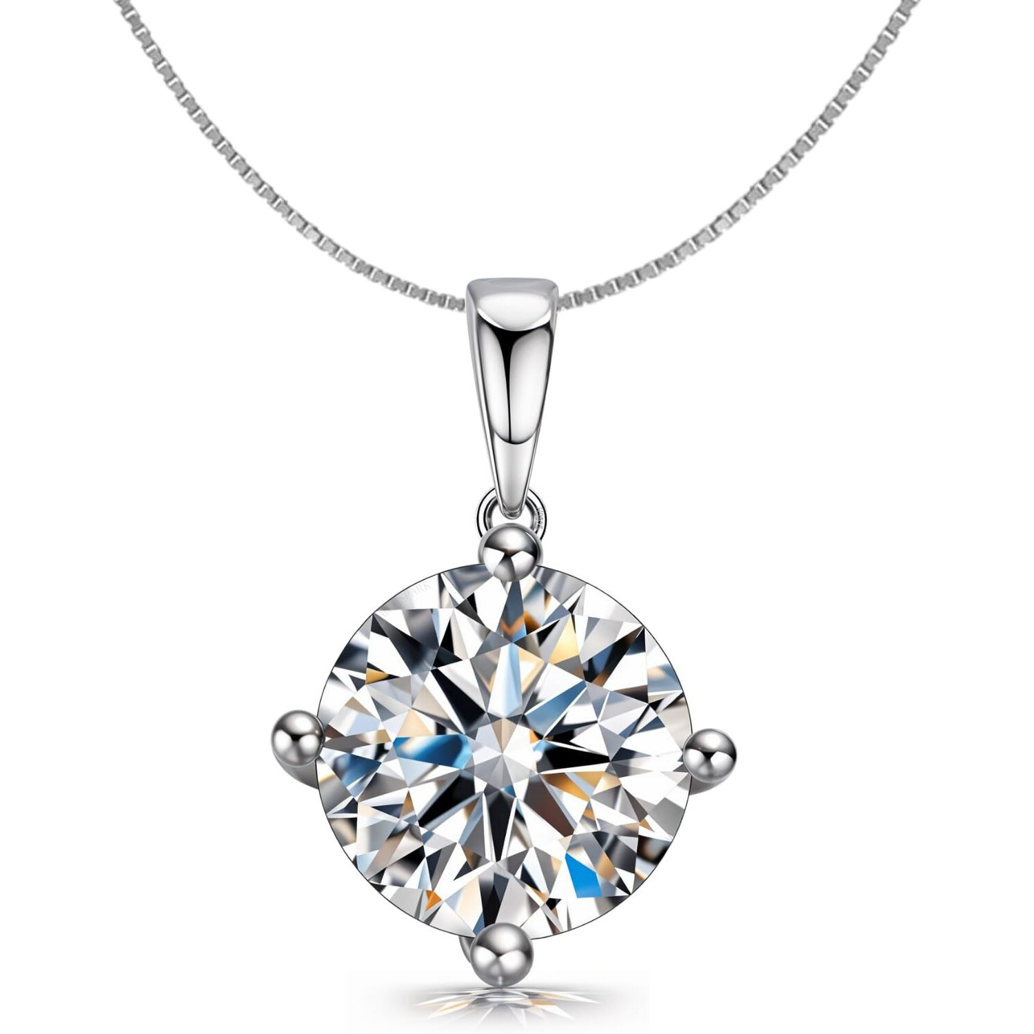 HighSpark 925 Silver Solitaire Pendant with Chain for Women | 92.5 Sterling Silver & Diamond like Brilliance Sparkling Zirconia for that Stunning Shine | Lovely Gift - Silver 6mm