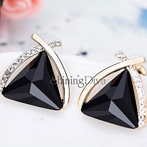 Shining Diva Fashion Jewelry Stylish Fancy Stud Tops Traditional Earrings For Women & Girls(Black)(8773er)