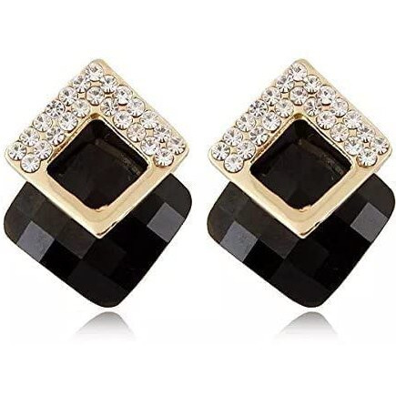 YouBella Fashion Jewellery Crystal Stud Earrings for Girls and Women (BLACK)