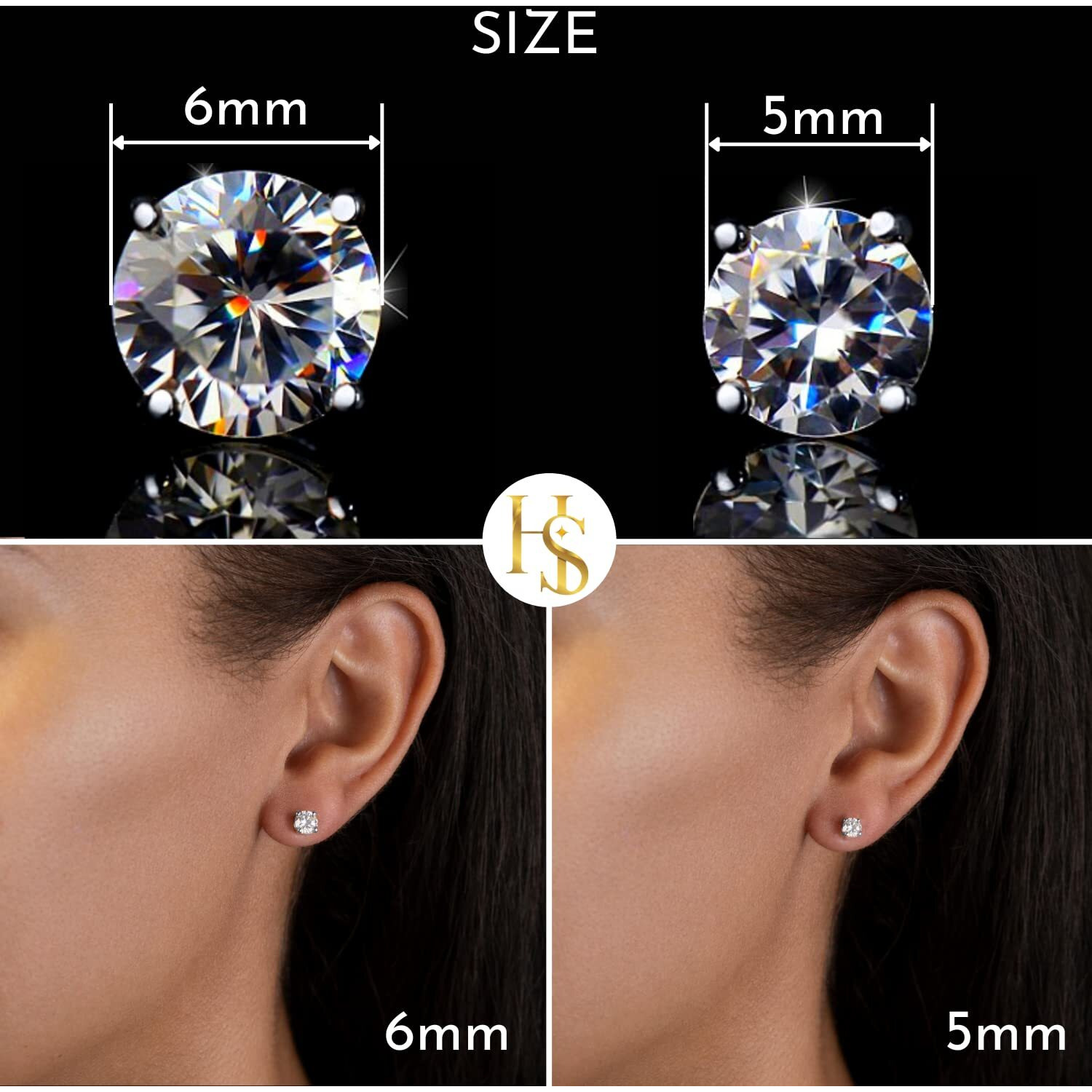 HIGHSPARK 925 Silver Solitaire Earrings for Women | 92.5 Sterling Silver and Diamond like Brilliance Sparkling Zirconia for that Stunning Shine | Lovely Gift - Silver 6mm