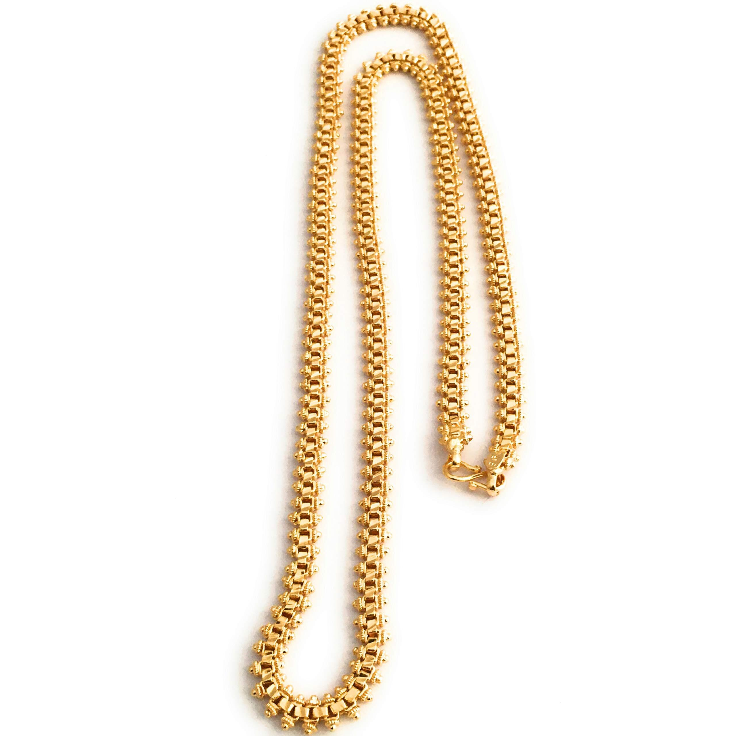 Sasitrends Golden Brass Micro Gold Plated Designer Chain for Women (Gold, 1 Gram)