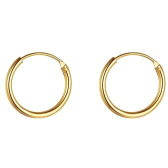 HIGHSPARK 925 Silver Hoop Earrings in Gold Finish | 92.5 Sterling Silver Round Classic Endless Hoops Sizes 10mm to 40mm | Lovely Gift for Men Women Boys & Girls - Gold 10mm