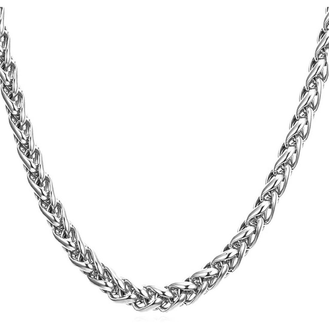 Nakabh Stainless Steel Elegant Statement Necklace Chain for Boys and Men (Silver)