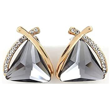 Shining Diva Fashion Grey Crystal Gold Plated Stylish Fancy Stud Earrings For Women & Girls(8771er)