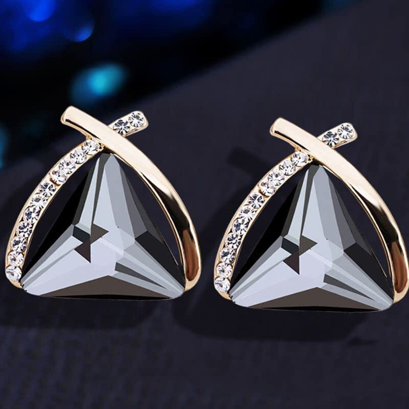 Shining Diva Fashion Grey Crystal Gold Plated Stylish Fancy Stud Earrings For Women & Girls(8771er)