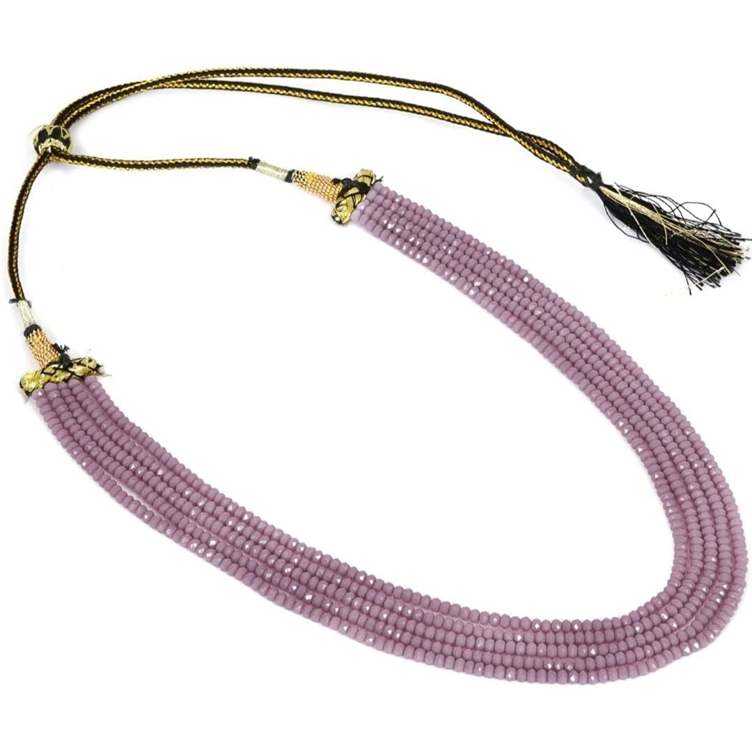 Yash Gems Dark Purple Coloue Crystal Gemstone Beads 5 Layer Multistrand Necklace for Women,Girl