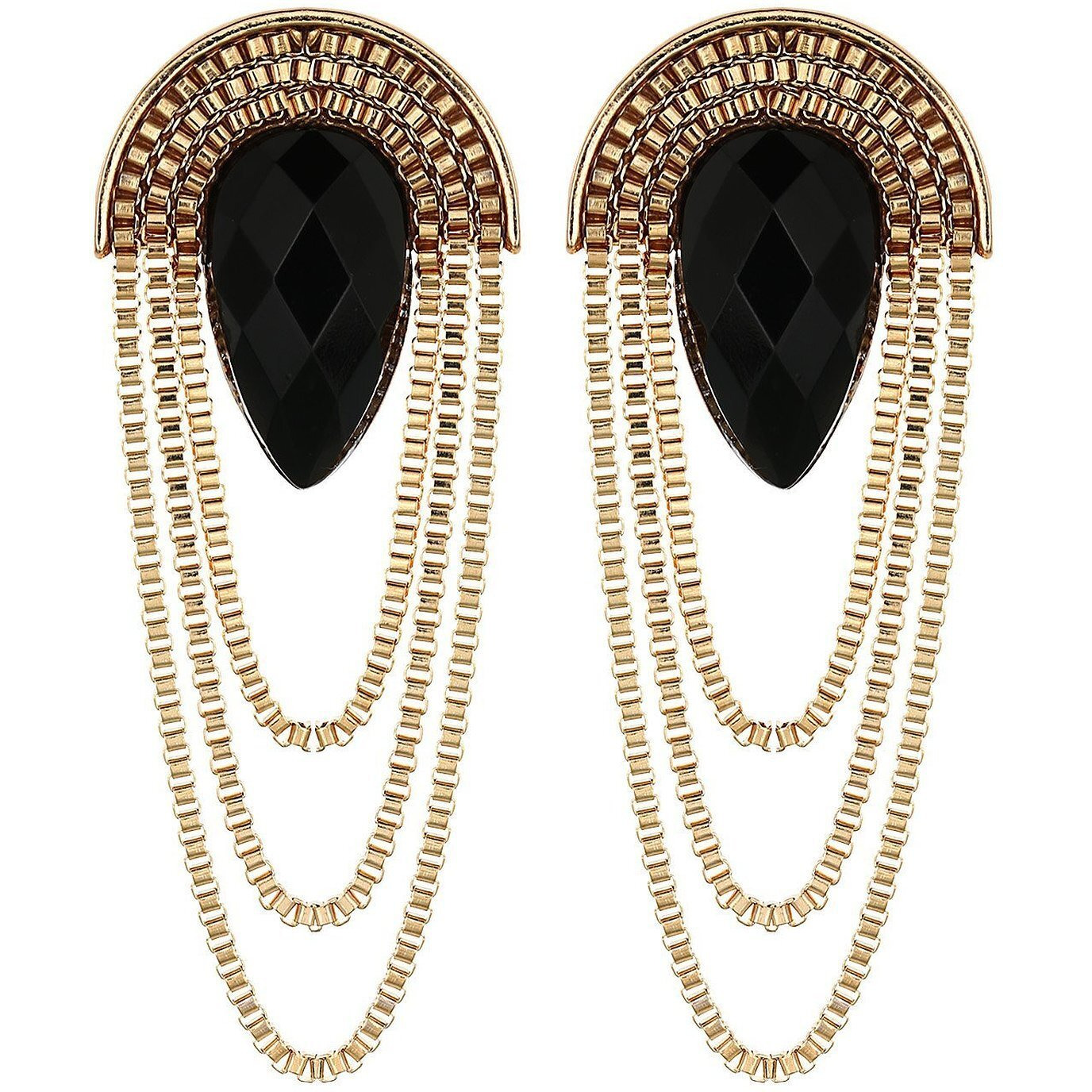 Shining Diva Fashion Black Gold Stylish Fancy Earrings For Women & Girls (6946er)