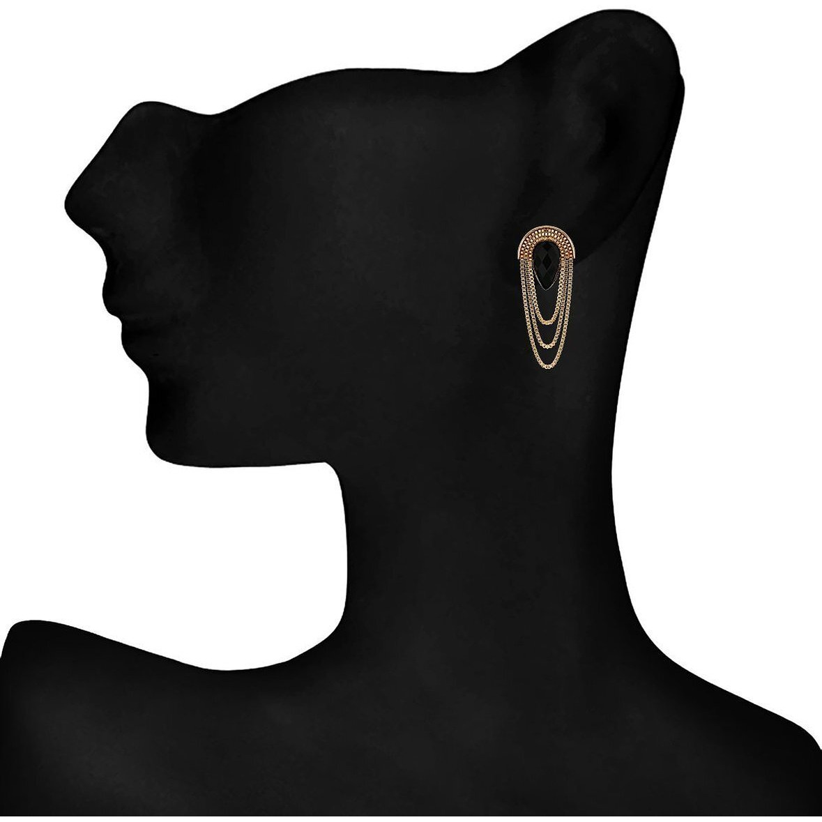 Shining Diva Fashion Black Gold Stylish Fancy Earrings For Women & Girls (6946er)