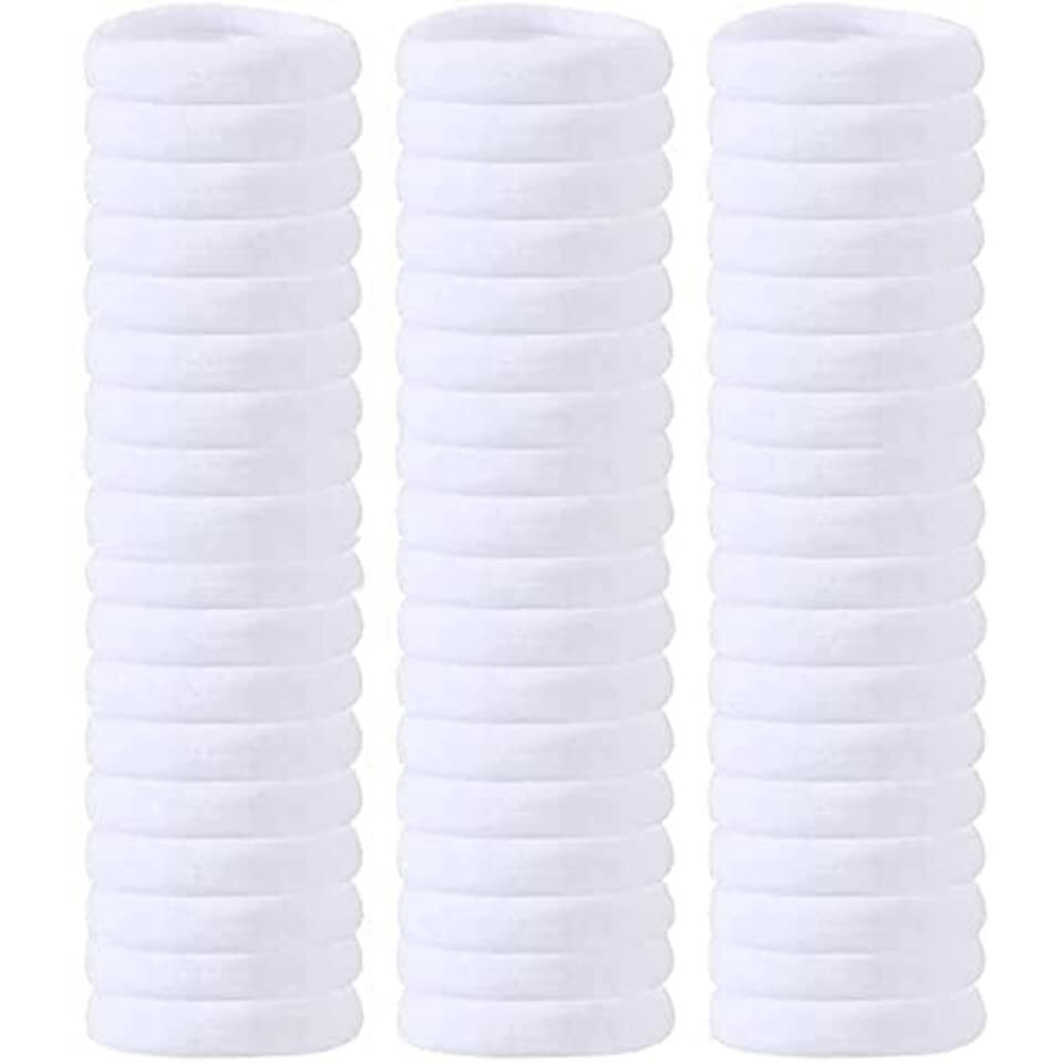 Elina 15 Pcs White Vandy Ponytail Holder Elastic Rubber Bands for Girls/Women, School, Buns, Hair ties (Pack of 15)(White)