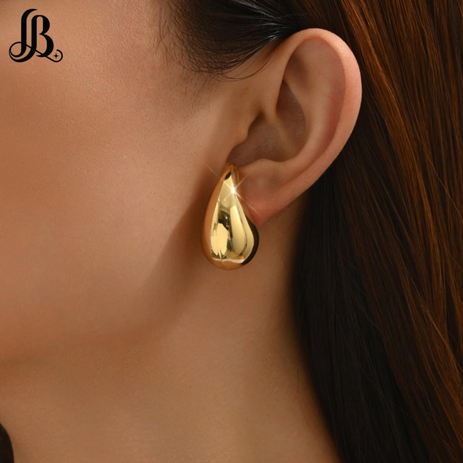 LaBling Chunky Gold Earrings for Women | Statement Teardrop Earrings | Lovely Gift - Gold