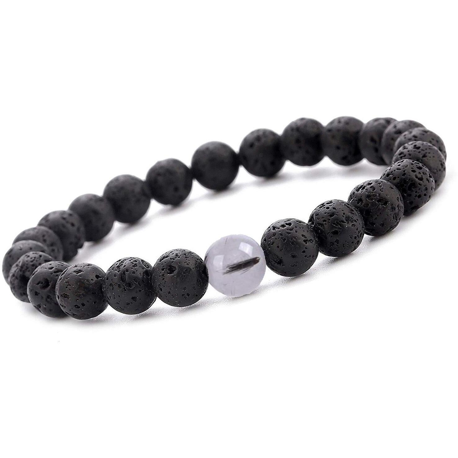 Young & Forever Gift Dvine Black Lava Stone diffuser Buddha Bead Reiki Healing Yoga Unisex Bracelet B555