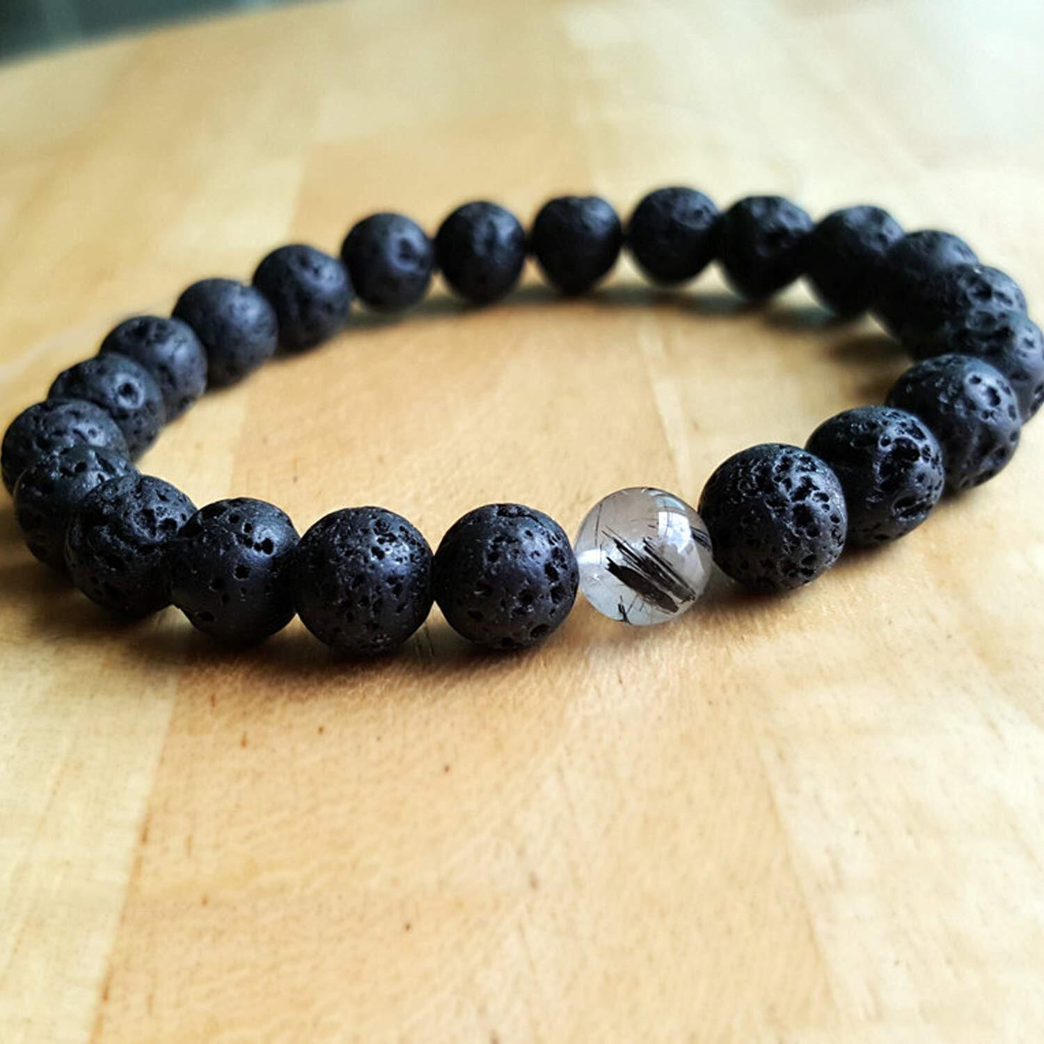 Young & Forever Gift Dvine Black Lava Stone diffuser Buddha Bead Reiki Healing Yoga Unisex Bracelet B555