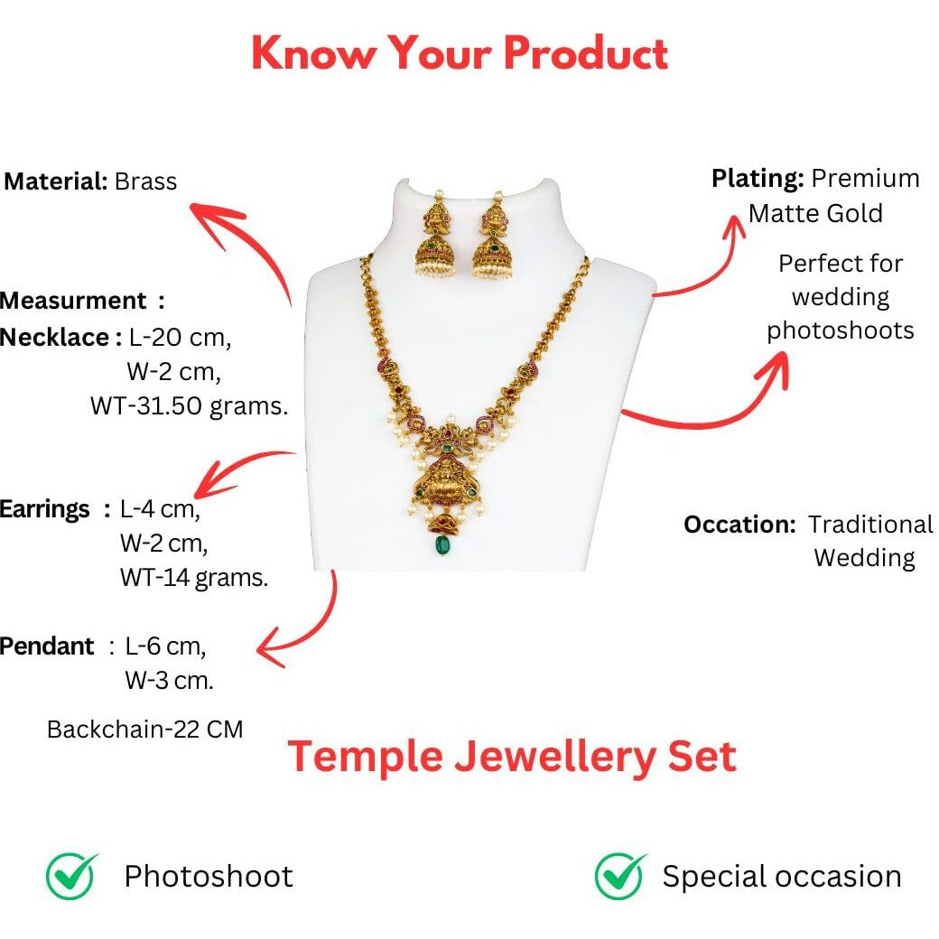 Sasitrends Traditional American Diamond Gold Plated Peacock and Lakshmi Necklace Jewellery Set for Women and Girls