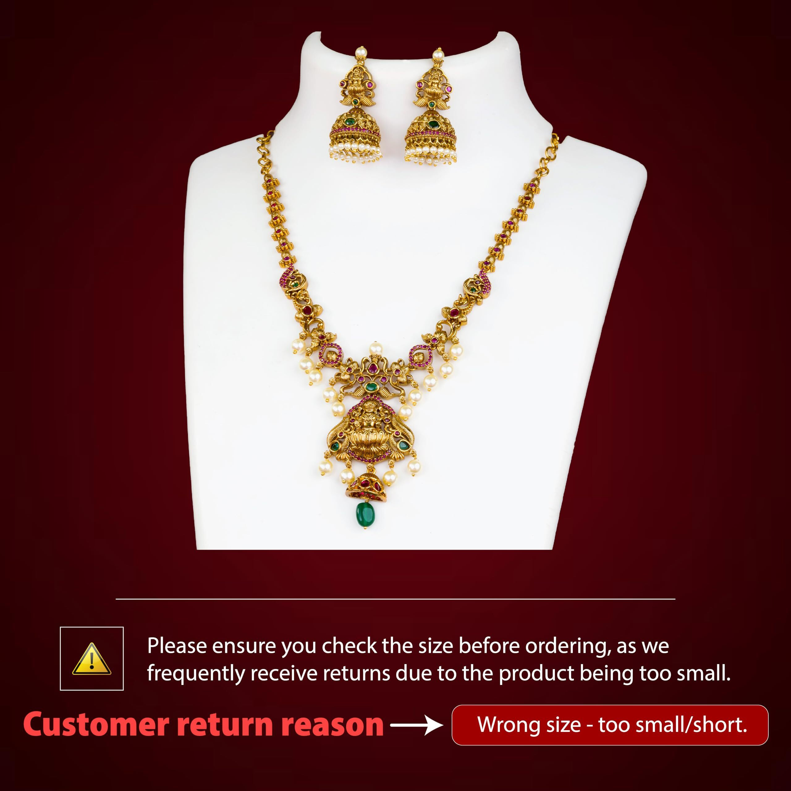 Sasitrends Traditional American Diamond Gold Plated Peacock and Lakshmi Necklace Jewellery Set for Women and Girls