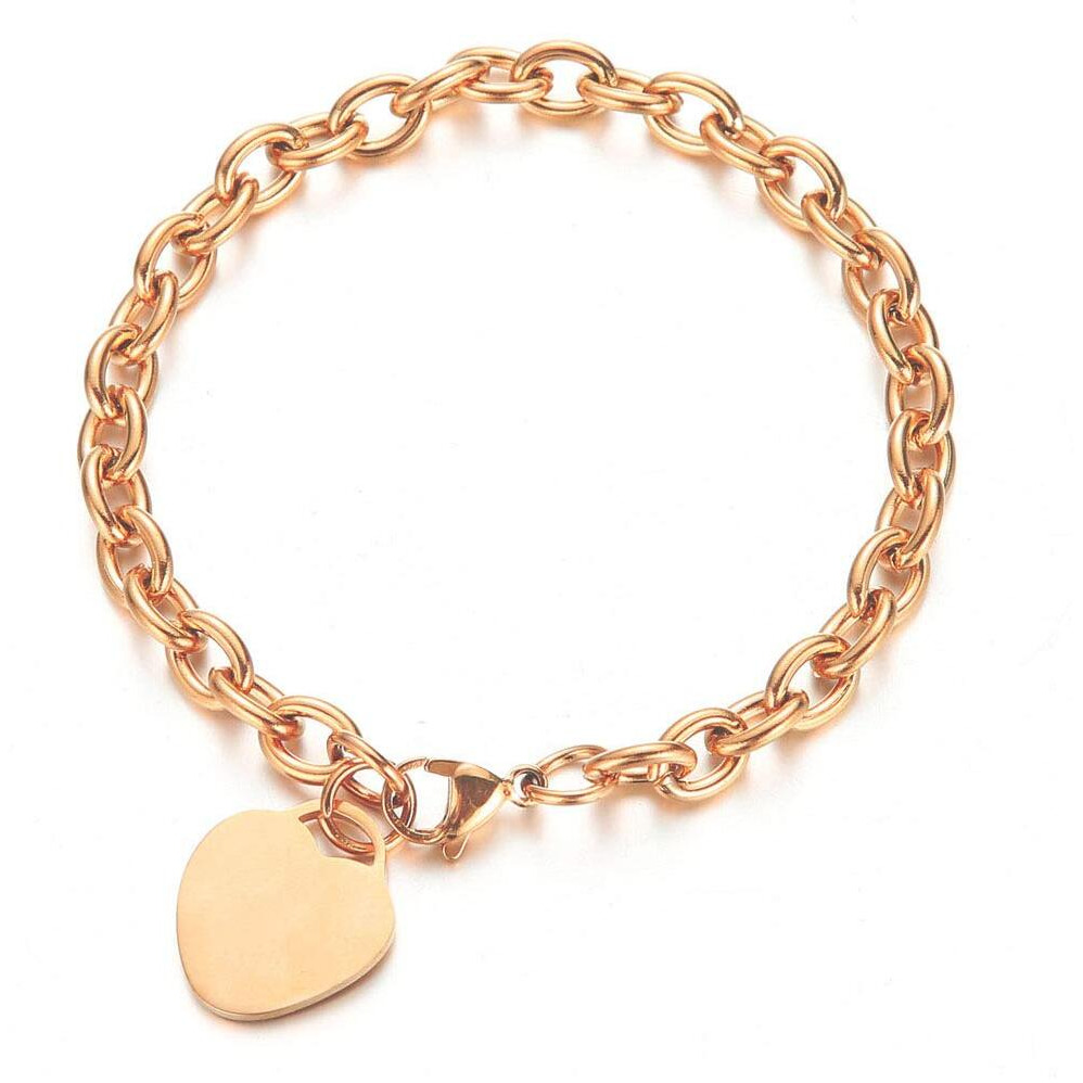 Yellow Chimes Bracelet for Women and Girls Fashion Rosegold Heart Bracelets for Women | Rose Gold Plated Heart Charms Bracelet | Birthday Gifts For Women Valentine Gift for Girls