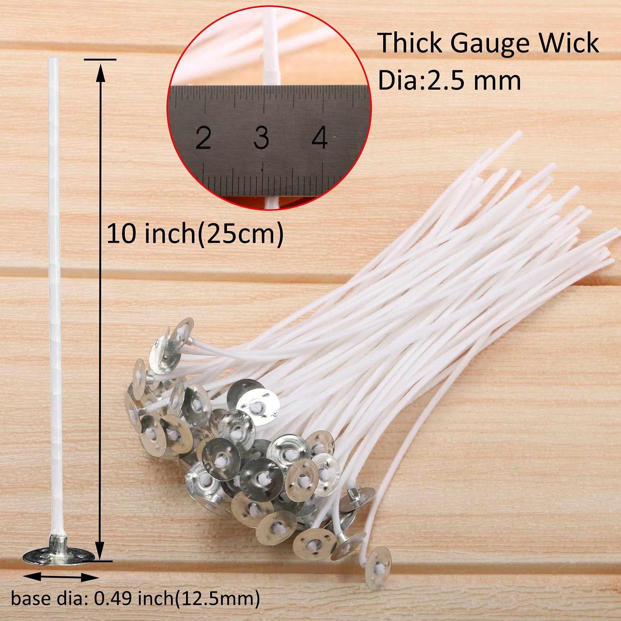 MILIVIXAY 100 Piece 10 inch Candle Wicks-Pre-Waxed-Candle Wicks for Candle Making