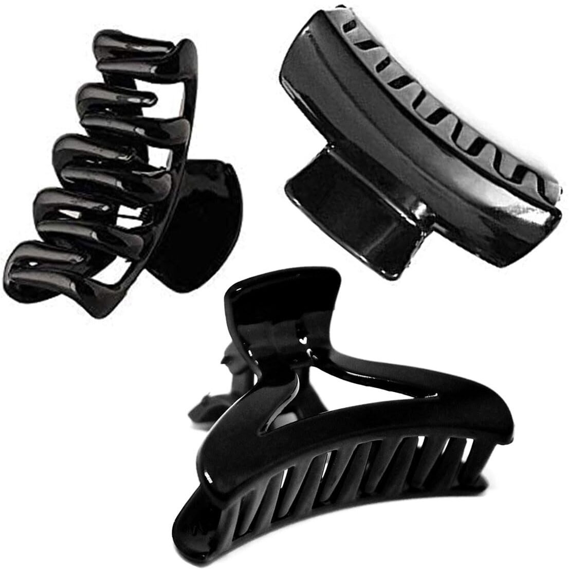 BHARATGAURAV - Hair Accessories Black Hair Clutcher Clip Design Large Stylish Clip for Women and Girls (Pack of 3)