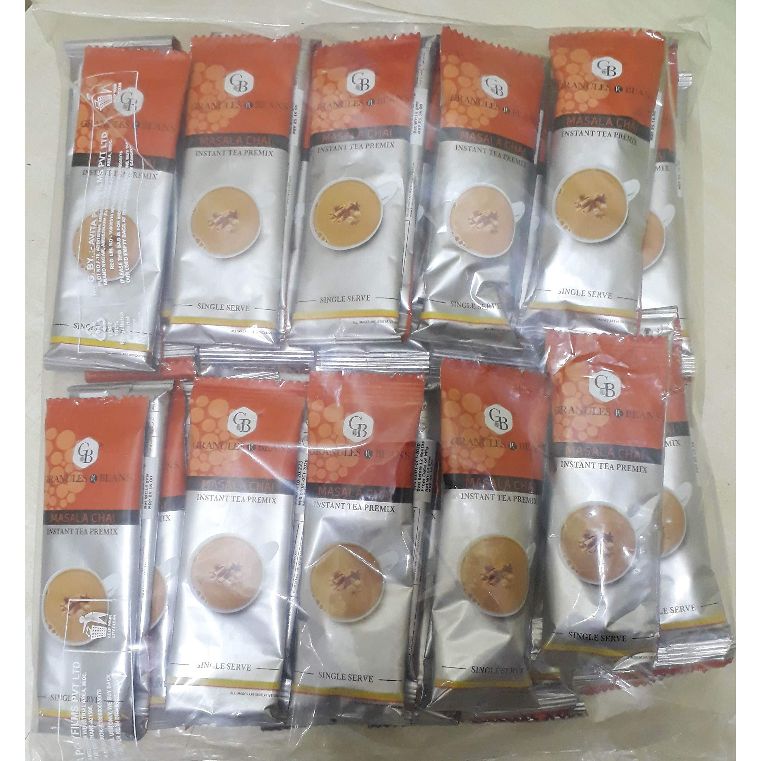 GnB GRANULES n BEANS Assam Instant Premix Masala Chai (50 Single Serv Sachets, 700 Gm)