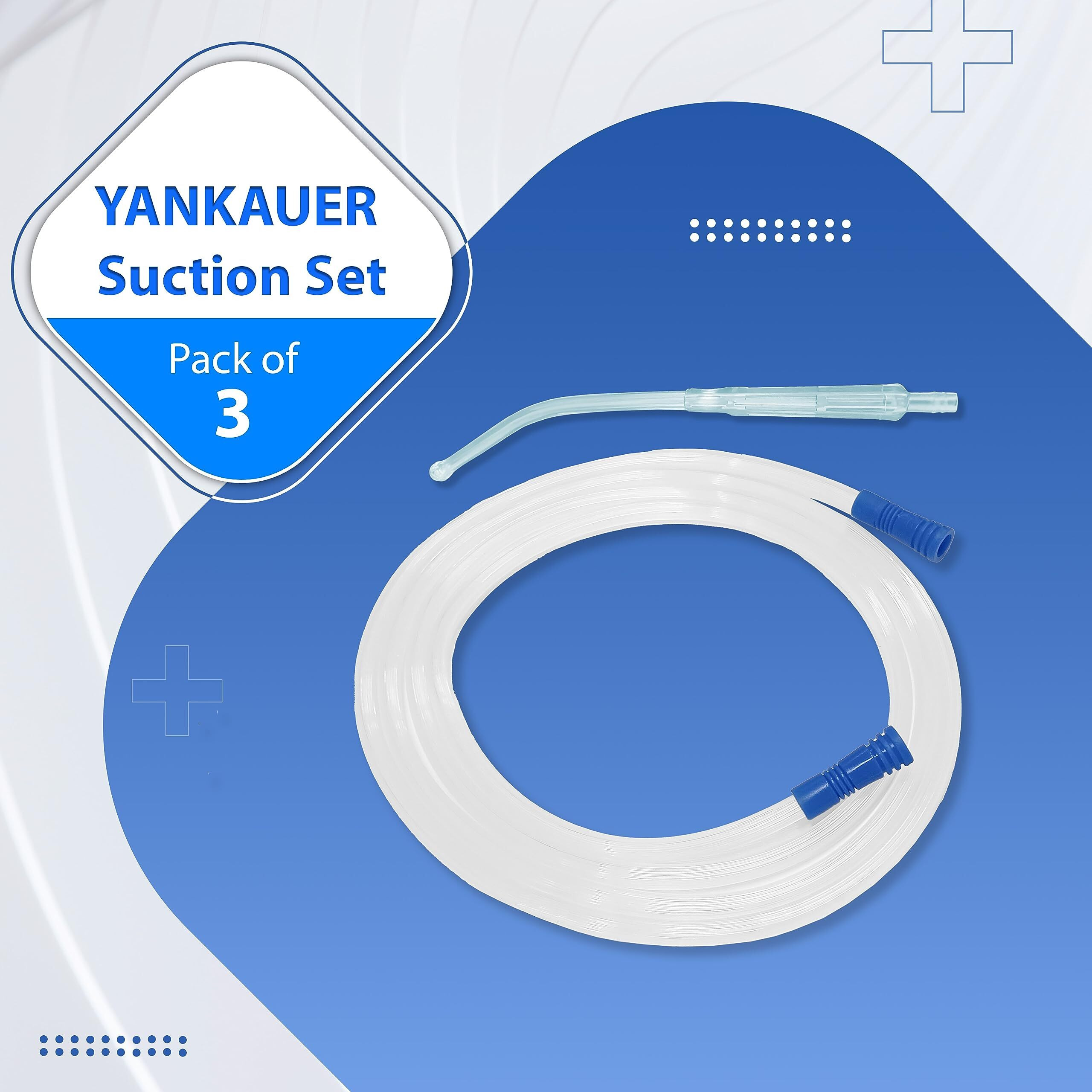 Otica Yankauer Suction Set | 2.5M Long Suction Tube With Yankauer Handle | Sterile - Eo (Yankauer Handle Crown Tip., 3), Multicolor