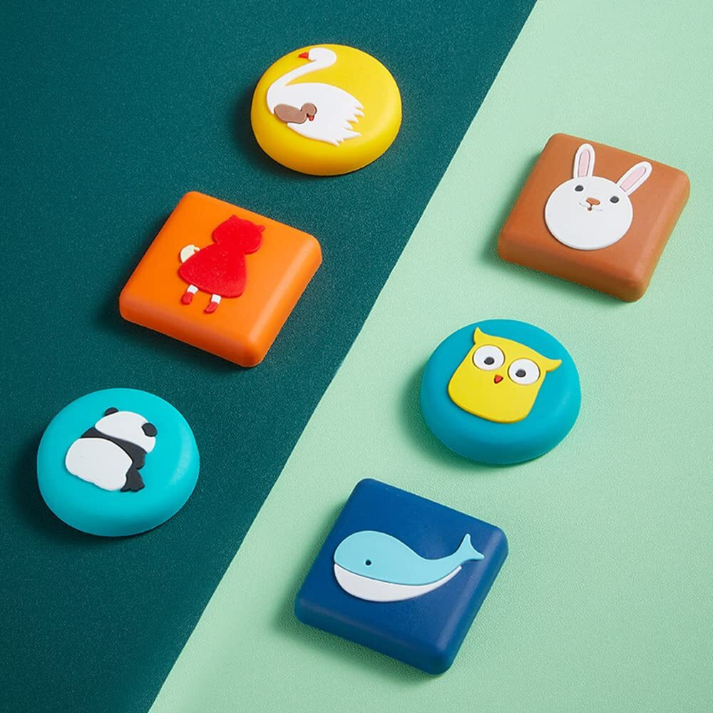 Mockery Door Stoppers Cartoon Cute Animals Design Silicone Self-Adhesive Absorbing Gel For Children's Room Door Lock Protective Pad Handle For Furniture Refrigerator (Pack Of 2, Green)