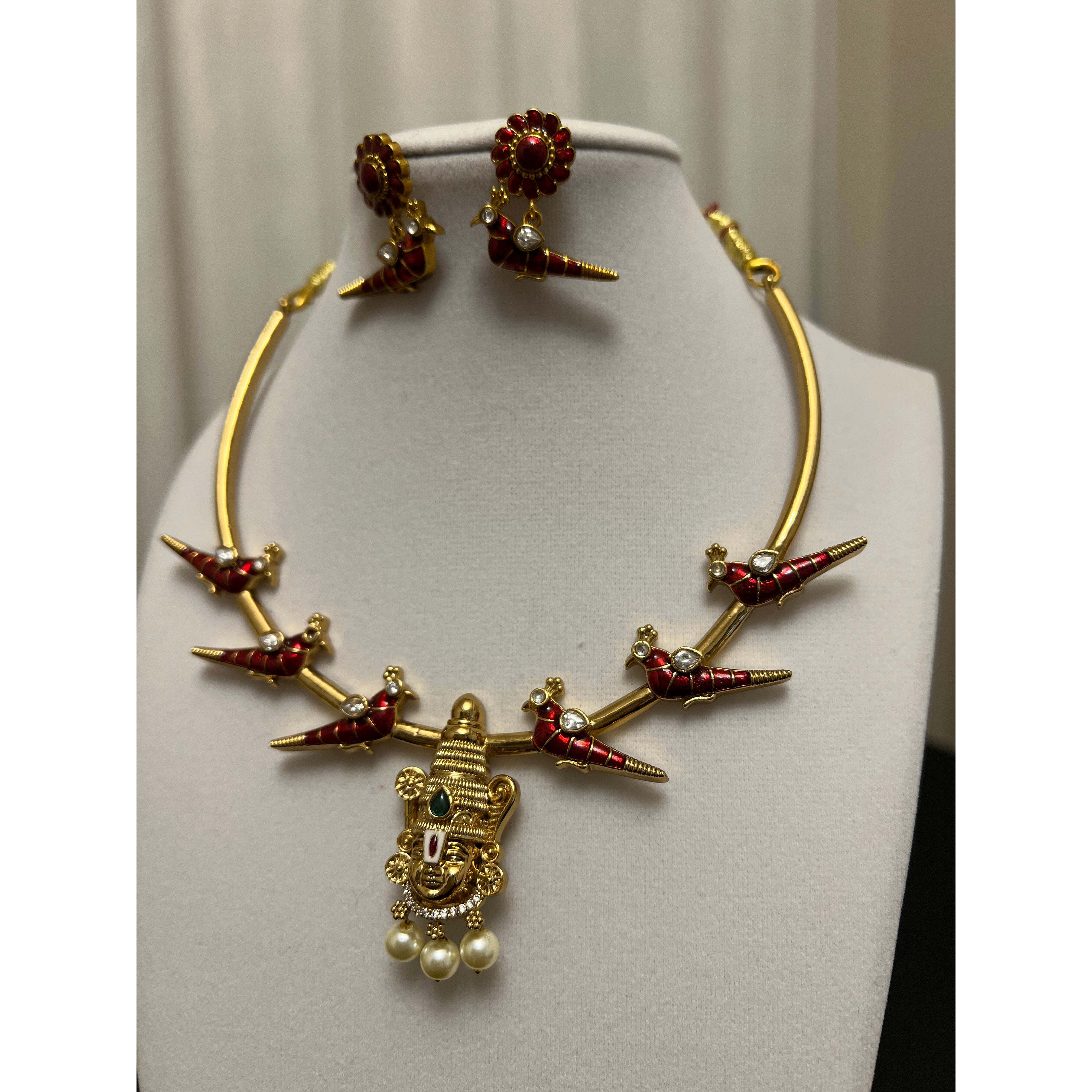 Balaji hasli | Balaji motif ith red parrot design | choker necklace set