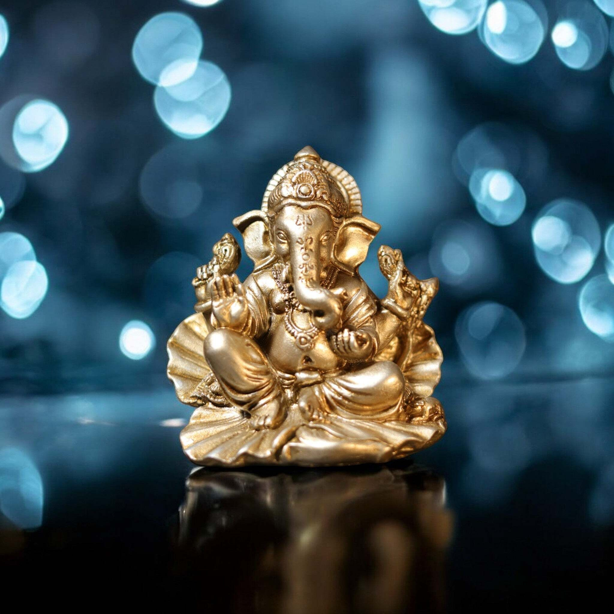 Ganesh Ji Blessing Murti on Paan ka patta for car dashboard - Spiritual Hindu Dcor Murti