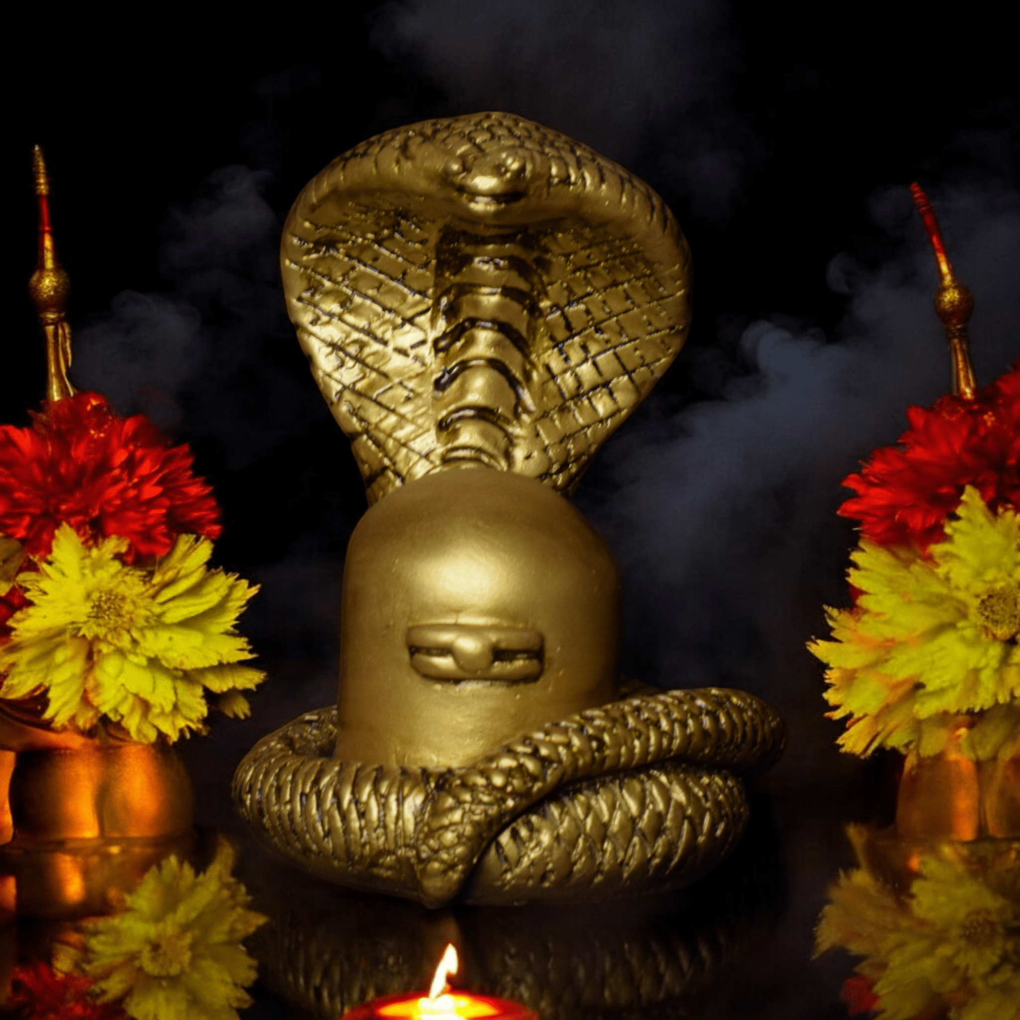 Shivling with Snake Idol - Sacred Hindu Symbol of Divine Energy