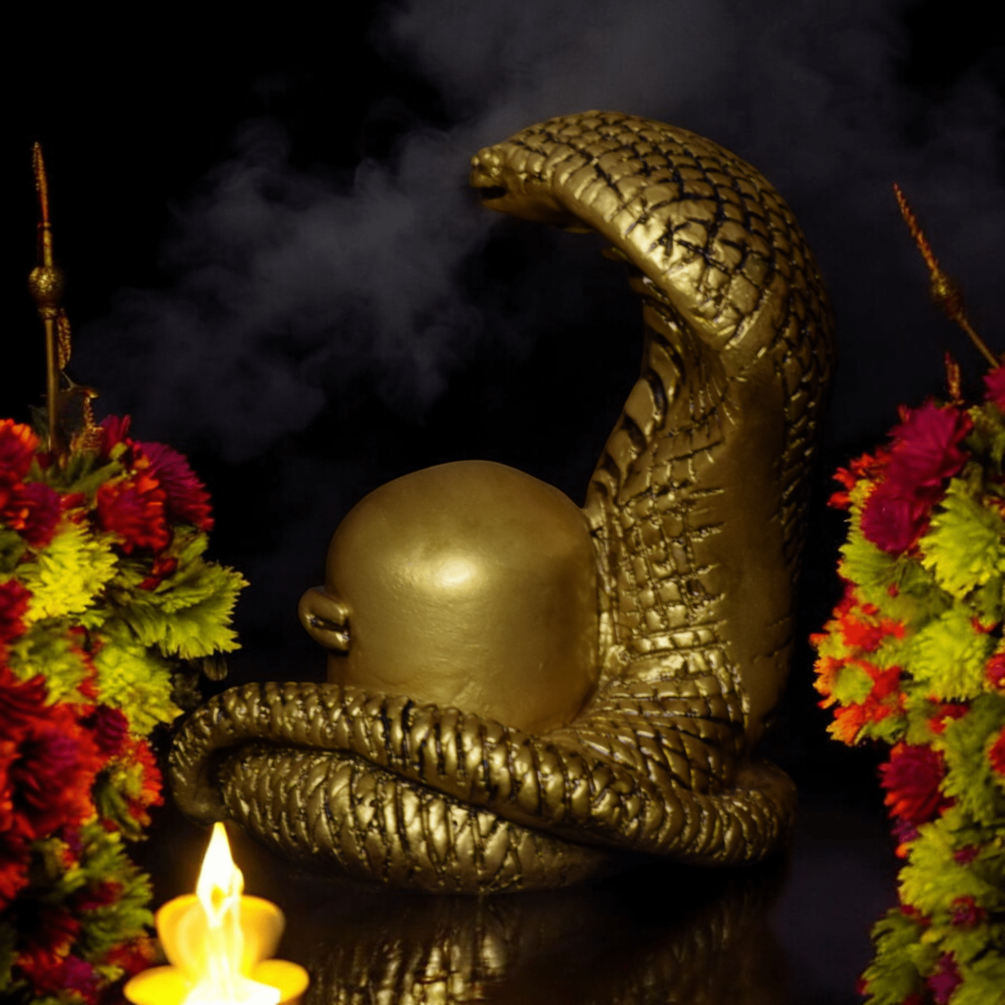 Shivling with Snake Idol - Sacred Hindu Symbol of Divine Energy