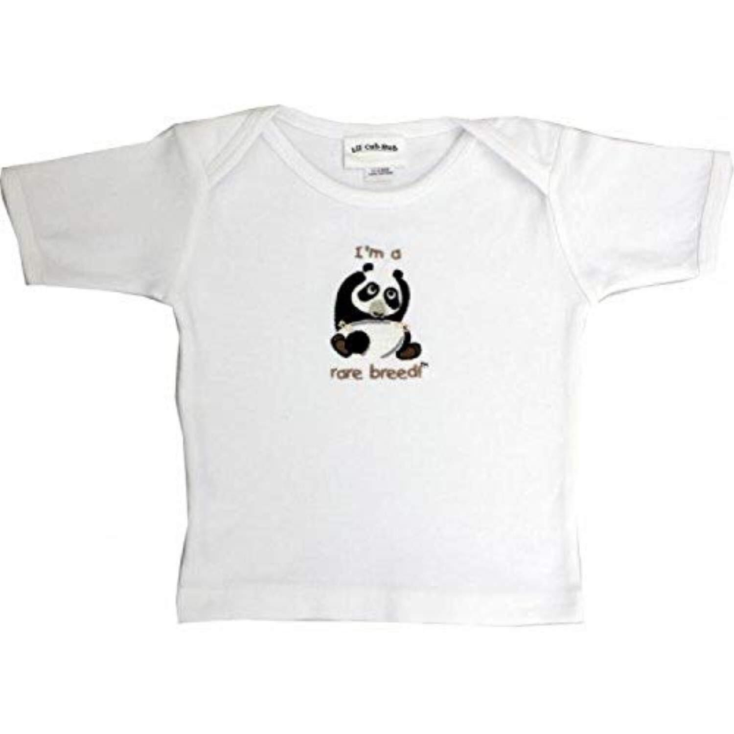 White Short Sleeve T-Shirt - Panda, 6-12 Months