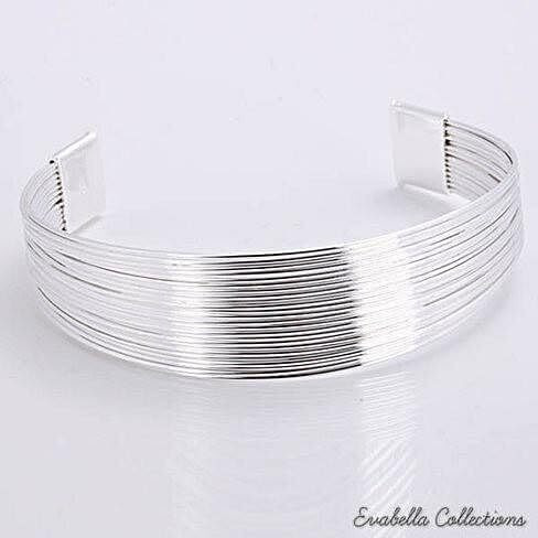 Simplicity Silver Cuff Italian Design Bracelets design by Evabella Collections