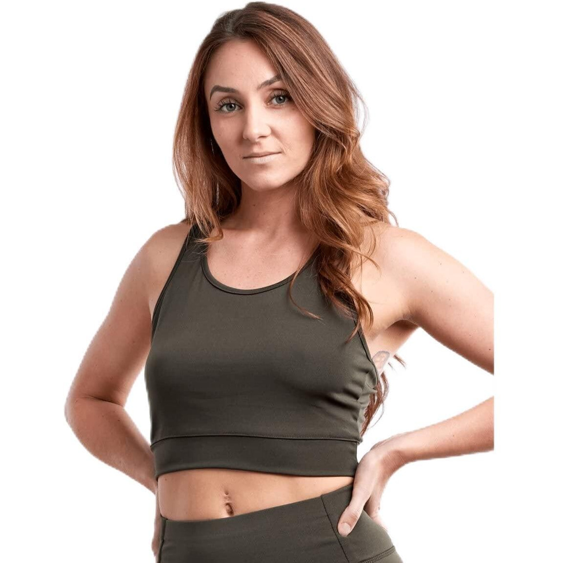 JupiterGear Racerback Lightweight Training Crop Tank Top Olive Green